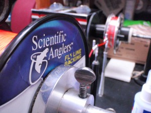 Spooling Scientific Anglers Fly Line Backing with professional Line Spooling Machine.